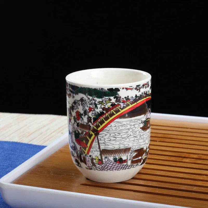 4pcs/set Blue and white porcelain tea Cup Retro Ceramic Teacup Boutique tea bowl Coffee Wine Cups Drinkware Supplies 150ml