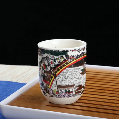 4pcs/set Blue and white porcelain tea Cup Retro Ceramic Teacup Boutique tea bowl Coffee Wine Cups Drinkware Supplies 150ml