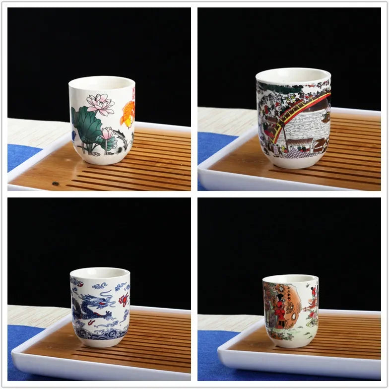 4pcs/set Blue and white porcelain tea Cup Retro Ceramic Teacup Boutique tea bowl Coffee Wine Cups Drinkware Supplies 150ml
