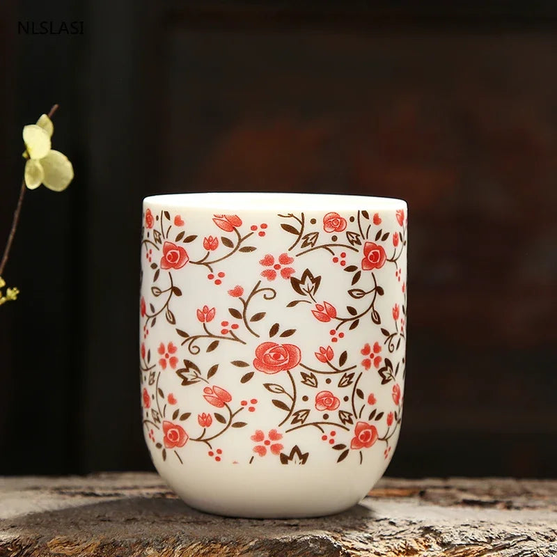 4pcs/set Blue and white porcelain tea Cup Retro Ceramic Teacup Boutique tea bowl Coffee Wine Cups Drinkware Supplies 150ml
