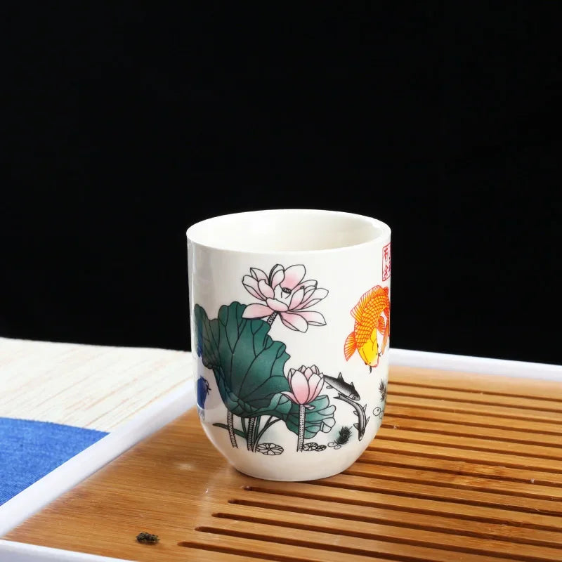 4pcs/set Blue and white porcelain tea Cup Retro Ceramic Teacup Boutique tea bowl Coffee Wine Cups Drinkware Supplies 150ml