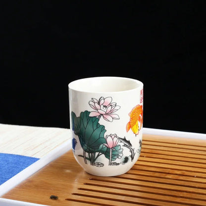 4pcs/set Blue and white porcelain tea Cup Retro Ceramic Teacup Boutique tea bowl Coffee Wine Cups Drinkware Supplies 150ml
