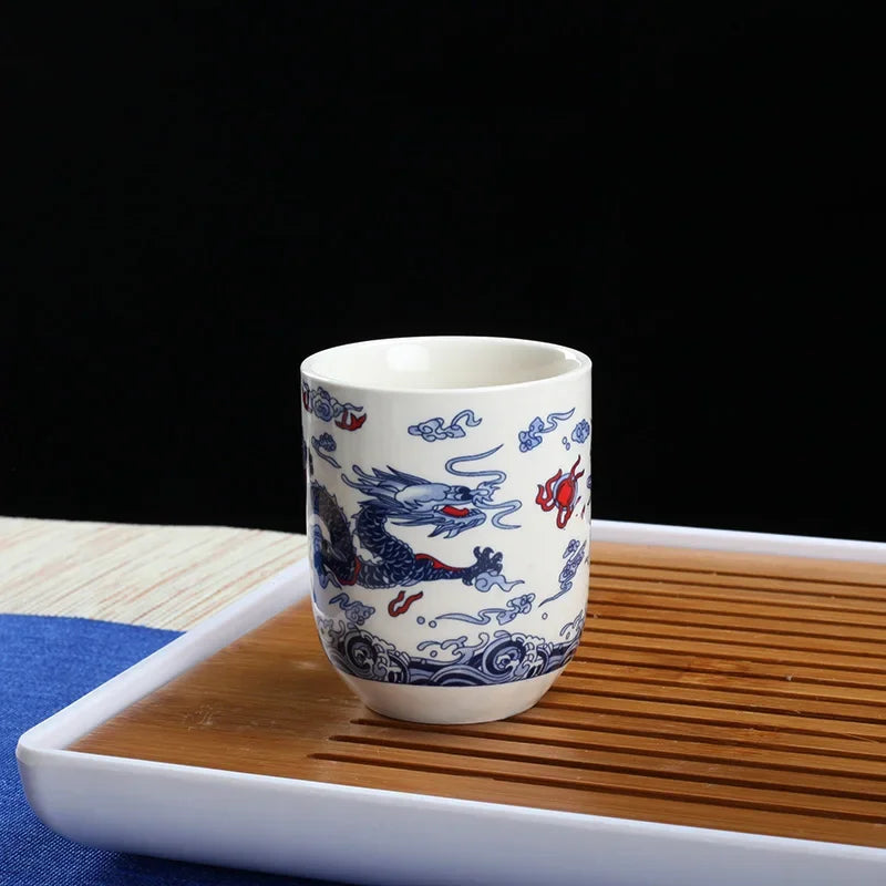 4pcs/set Blue and white porcelain tea Cup Retro Ceramic Teacup Boutique tea bowl Coffee Wine Cups Drinkware Supplies 150ml