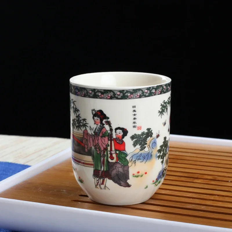 4pcs/set Blue and white porcelain tea Cup Retro Ceramic Teacup Boutique tea bowl Coffee Wine Cups Drinkware Supplies 150ml