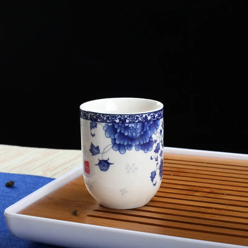 4pcs/set Blue and white porcelain tea Cup Retro Ceramic Teacup Boutique tea bowl Coffee Wine Cups Drinkware Supplies 150ml