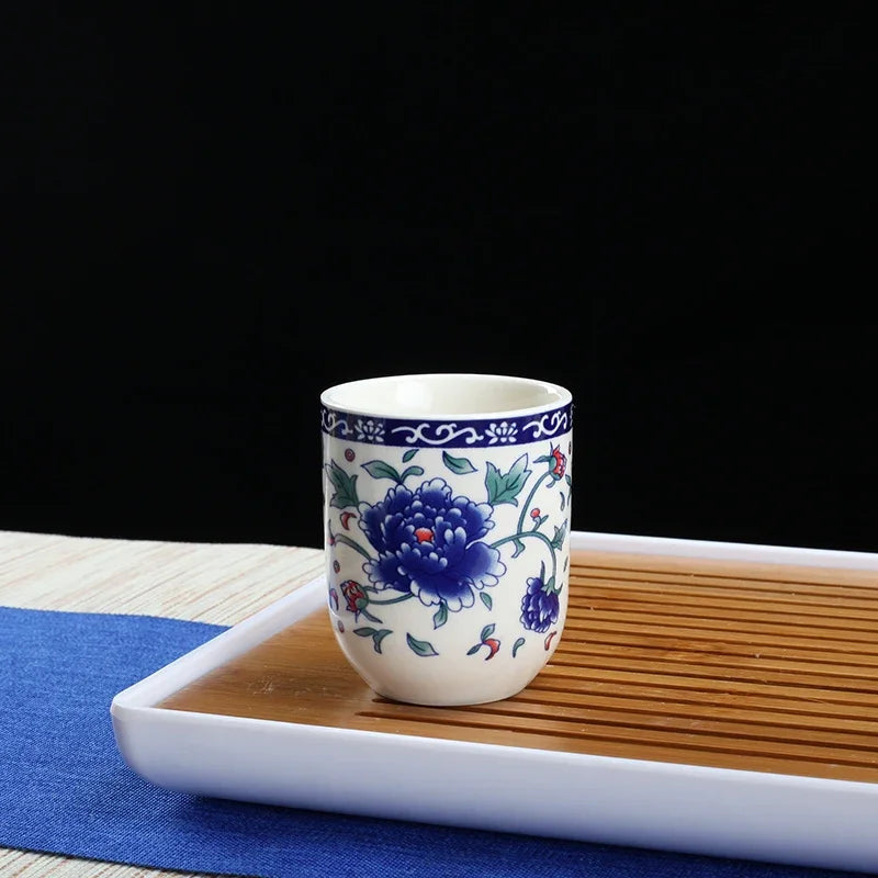 4pcs/set Blue and white porcelain tea Cup Retro Ceramic Teacup Boutique tea bowl Coffee Wine Cups Drinkware Supplies 150ml