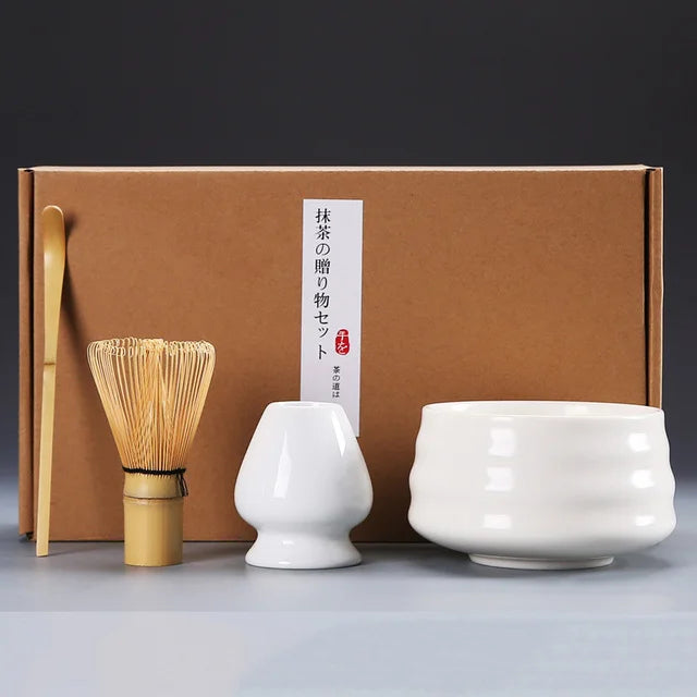 4pcs/set Handmade Home Easy Clean Matcha Tea Set Tool Stand Kit Bowl Whisk Scoop Gift Ceremony Traditional Japanese Accessories