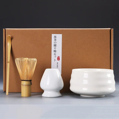 4pcs/set Handmade Home Easy Clean Matcha Tea Set Tool Stand Kit Bowl Whisk Scoop Gift Ceremony Traditional Japanese Accessories
