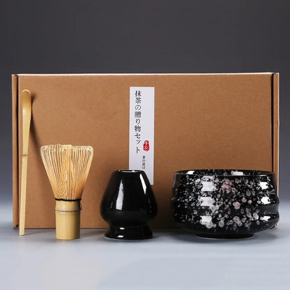 4pcs/set Handmade Home Easy Clean Matcha Tea Set Tool Stand Kit Bowl Whisk Scoop Gift Ceremony Traditional Japanese Accessories
