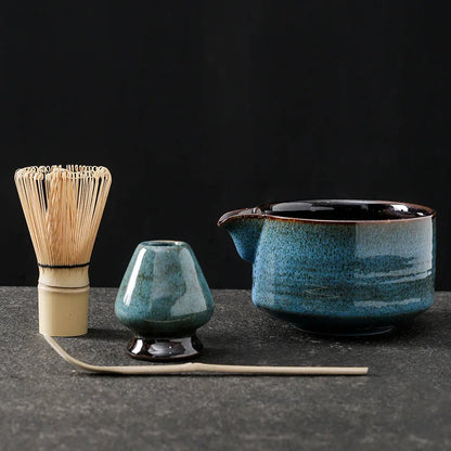 4pcs/set Japanese Matcha Tea Set Kiln Transformation Matcha Bowl with Mouth Tea Song Dynasty Tea Pointing Appliance