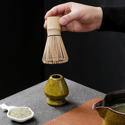 4pcs/set Japanese Matcha Tea Set Kiln Transformation Matcha Bowl with Mouth Tea Song Dynasty Tea Pointing Appliance