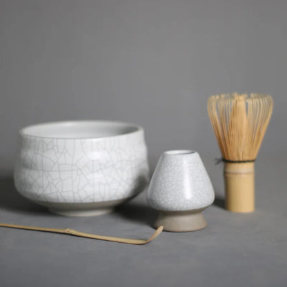 4pcs/set Matcha Tea Set Bamboo Whisk Scoop Ceramic Matcha Bowl Traditional Indoor Handmade Tea-making Tools Birthday Giftset