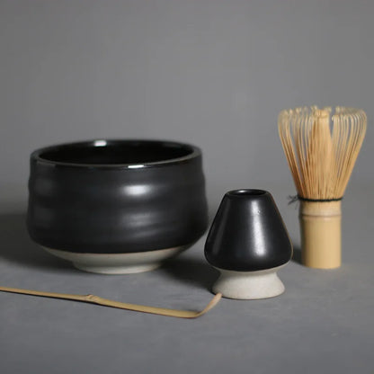 4pcs/set Matcha Tea Set Bamboo Whisk Scoop Ceramic Matcha Bowl Traditional Indoor Handmade Tea-making Tools Birthday Giftset