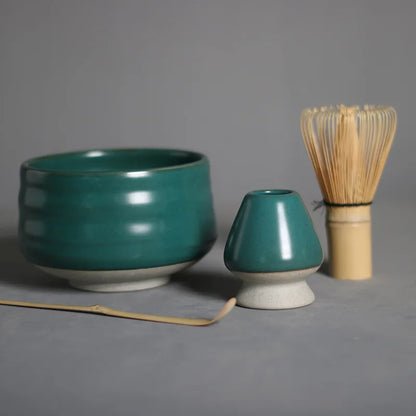 4pcs/set Matcha Tea Set Bamboo Whisk Scoop Ceramic Matcha Bowl Traditional Indoor Handmade Tea-making Tools Birthday Giftset