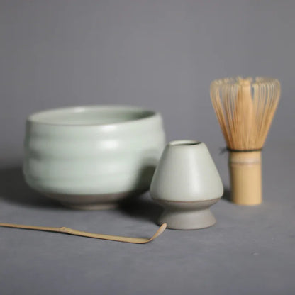 4pcs/set Matcha Tea Set Bamboo Whisk Scoop Ceramic Matcha Bowl Traditional Indoor Handmade Tea-making Tools Birthday Giftset