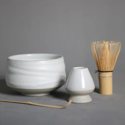 4pcs/set Matcha Tea Set Bamboo Whisk Scoop Ceramic Matcha Bowl Traditional Indoor Handmade Tea-making Tools Birthday Giftset