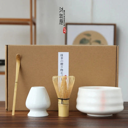4pcs/set Matcha Tea Set Ceramic Kiln Change Matcha Bowl Traditional Handmade Tea Tools Indoor Japanese Tea Culture Gift Sets