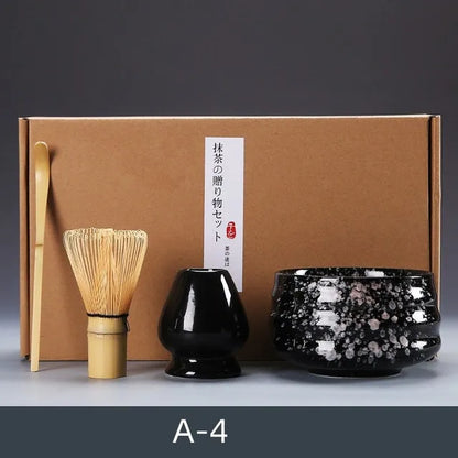 4pcs/set Matcha Tea Set Ceramic Kiln Change Matcha Bowl Traditional Handmade Tea Tools Indoor Japanese Tea Culture Gift Sets