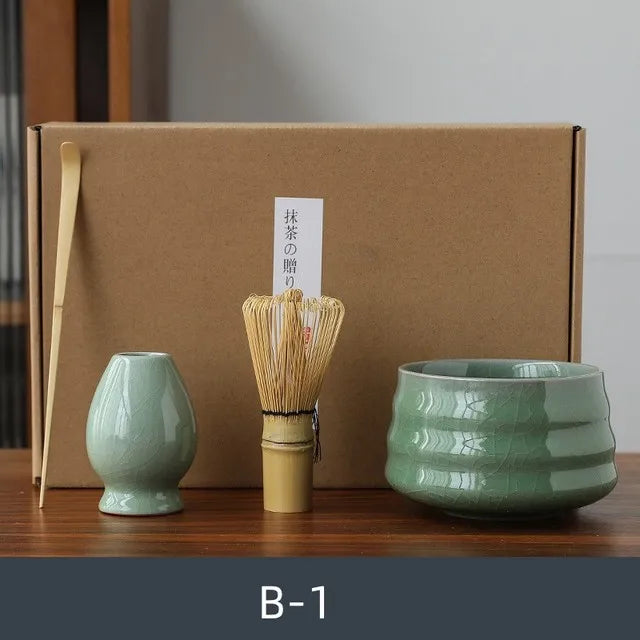 4pcs/set Matcha Tea Set Ceramic Kiln Change Matcha Bowl Traditional Handmade Tea Tools Indoor Japanese Tea Culture Gift Sets