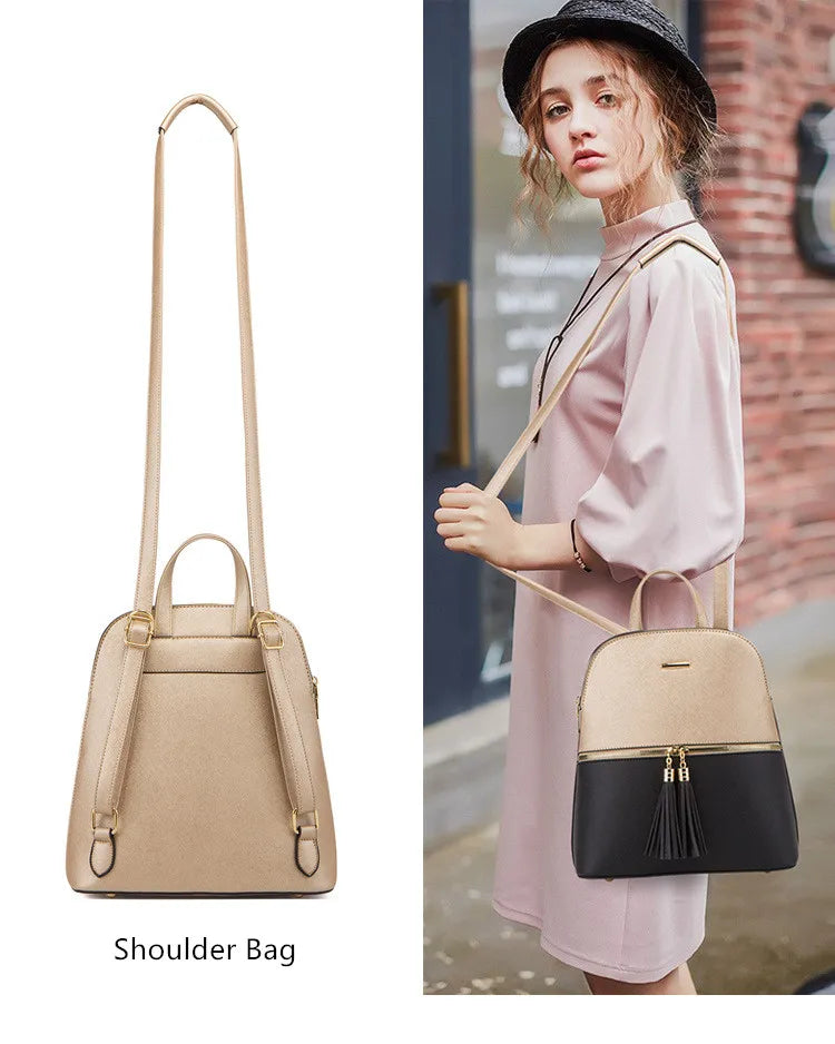 4pcs/set woman fashion backpack female shoulder crossbody bag set PU leather Backpack clutch bag luxury card holder women gift