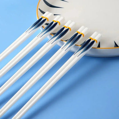 5/1Pairs Blue and White Ceramic Japanese Style Mildew-proof   Chopsticks Bone Porcelain Long Sushi Household Chopsticks