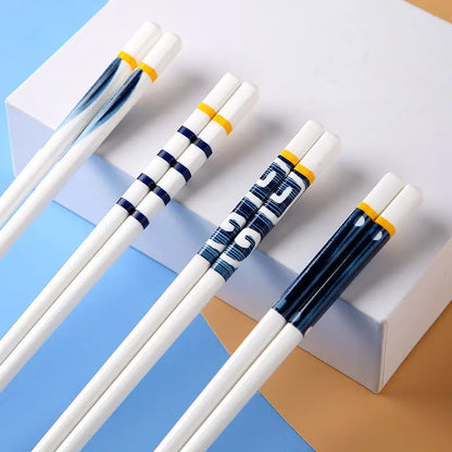 5/1Pairs Blue and White Ceramic Japanese Style Mildew-proof   Chopsticks Bone Porcelain Long Sushi Household Chopsticks