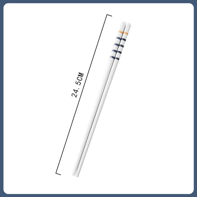 5/1Pairs Blue and White Ceramic Japanese Style Mildew-proof   Chopsticks Bone Porcelain Long Sushi Household Chopsticks