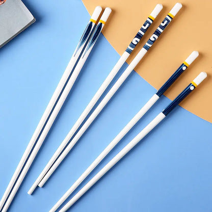 5/1Pairs Blue and White Ceramic Japanese Style Mildew-proof   Chopsticks Bone Porcelain Long Sushi Household Chopsticks