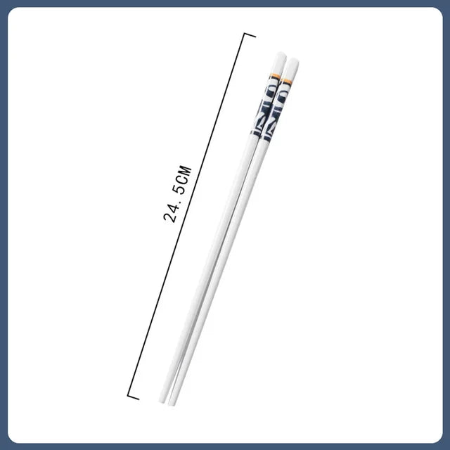 5/1Pairs Blue and White Ceramic Japanese Style Mildew-proof   Chopsticks Bone Porcelain Long Sushi Household Chopsticks