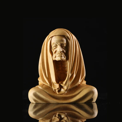 5.5/7CM Dharma Sitting Zen Boxwood Carving Tea Pet Ornaments Hand Piece Zen Carving Craft Statue Festival Gift