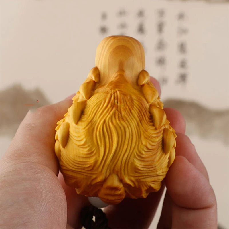 5-8CM Hand Carved Boxwood Beast Netsuke Figurine : Beast Mask Statue Home Decoration Car Accessories