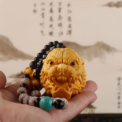 5-8CM Hand Carved Boxwood Beast Netsuke Figurine : Beast Mask Statue Home Decoration Car Accessories