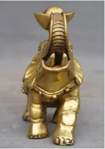 5" Chinese brass Feng Shui auspicious wealth Yuanbao Elephant animal statue