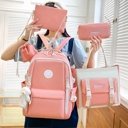 5 In 1 Fashion Women Backpack Multifunctional School Bag for Girls Waterproof Travel Travel Backpacks Casual Bookbags Mochila