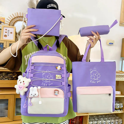 5 In 1 Japanese Women Backpack Multifunctional School Bag for Girls Large Capacity Outdoor Travel Bags Student Storage Backpacks
