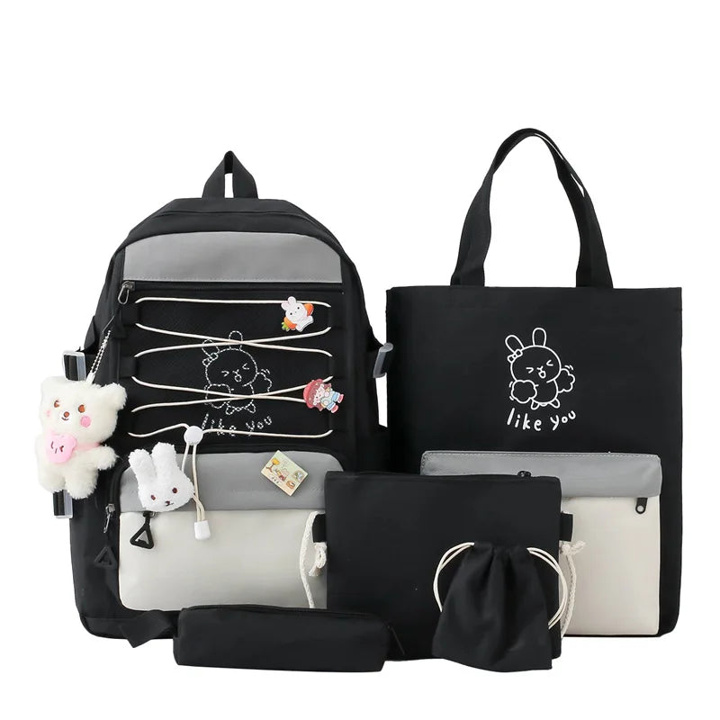 5 In 1 Japanese Women Backpack Multifunctional School Bag for Girls Large Capacity Outdoor Travel Bags Student Storage Backpacks
