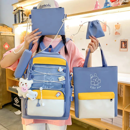 5 In 1 Japanese Women Backpack Multifunctional School Bag for Girls Large Capacity Outdoor Travel Bags Student Storage Backpacks