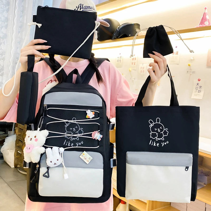 5 In 1 Japanese Women Backpack Multifunctional School Bag for Girls Large Capacity Outdoor Travel Bags Student Storage Backpacks
