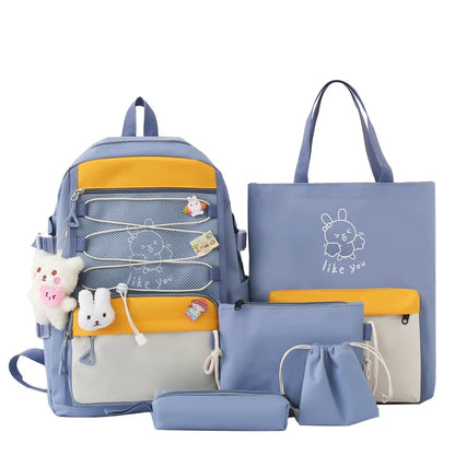5 In 1 Japanese Women Backpack Multifunctional School Bag for Girls Large Capacity Outdoor Travel Bags Student Storage Backpacks