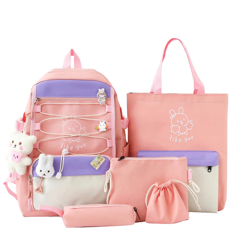 5 In 1 Japanese Women Backpack Multifunctional School Bag for Girls Large Capacity Outdoor Travel Bags Student Storage Backpacks