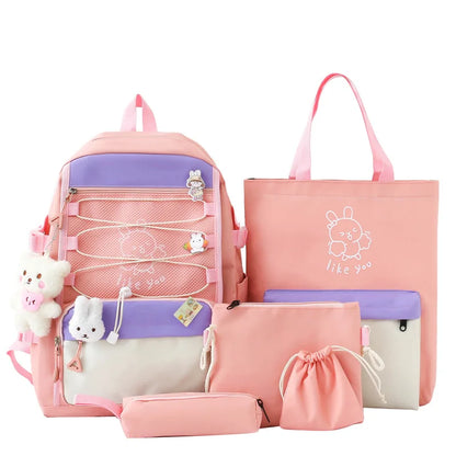 5 In 1 Japanese Women Backpack Multifunctional School Bag for Girls Large Capacity Outdoor Travel Bags Student Storage Backpacks