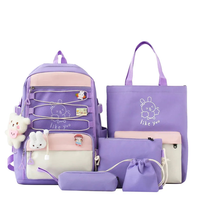 5 In 1 Japanese Women Backpack Multifunctional School Bag for Girls Large Capacity Outdoor Travel Bags Student Storage Backpacks