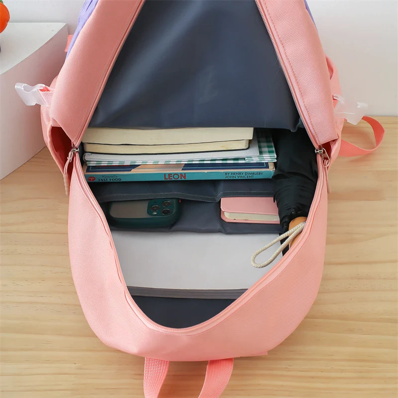 5 In 1 Waterproof Women Backpack Multiple Pockets School Bag for Girls Large Capacity Student Backpacks Outdoor Travel Backpacks