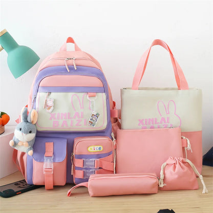 5 In 1 Waterproof Women Backpack Multiple Pockets School Bag for Girls Large Capacity Student Backpacks Outdoor Travel Backpacks