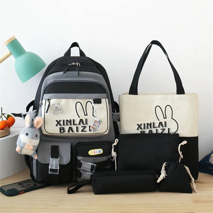 5 In 1 Waterproof Women Backpack Multiple Pockets School Bag for Girls Large Capacity Student Backpacks Outdoor Travel Backpacks
