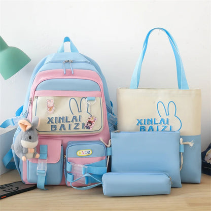 5 In 1 Waterproof Women Backpack Multiple Pockets School Bag for Girls Large Capacity Student Backpacks Outdoor Travel Backpacks