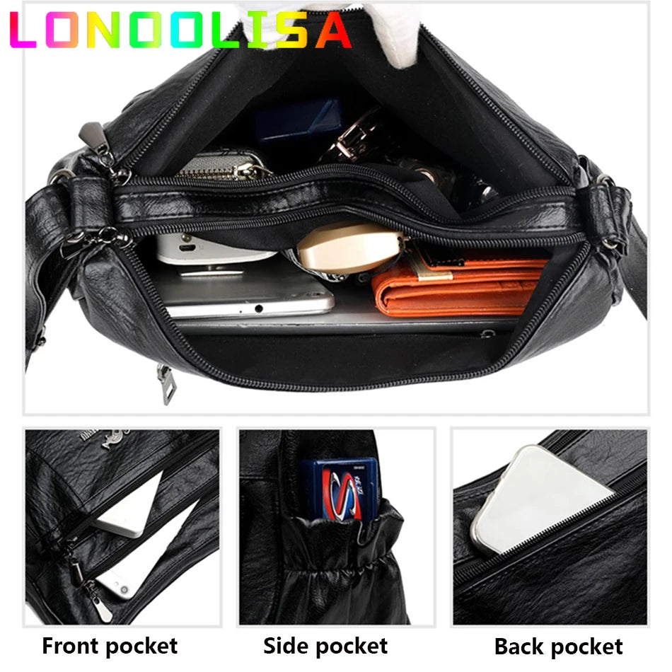 5 Layers Shoulder Bags for Women Casual Soft Leather Crossbody Bag Female Designer Bag Famous Brand Key Bag Feminina Sac Retro