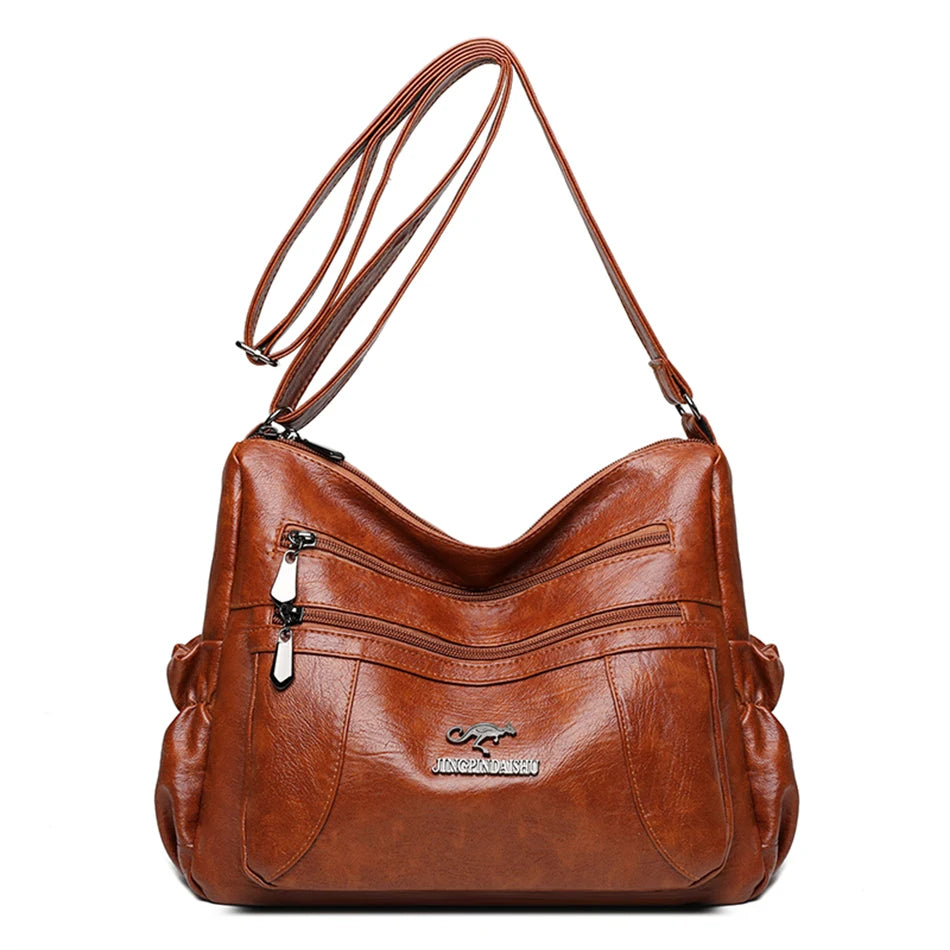 5 Layers Shoulder Bags for Women Casual Soft Leather Crossbody Bag Female Designer Bag Famous Brand Key Bag Feminina Sac Retro