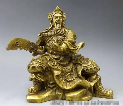 5 "Patung Prajurit Cina Murni Kuningan Tembaga Naga Guan Gong Guan Yu