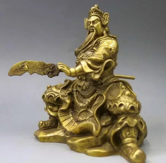 5 "Patung Prajurit Cina Murni Kuningan Tembaga Naga Guan Gong Guan Yu